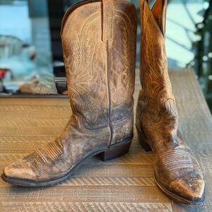 Lucchese Distressed Tan Western Boots 12 D